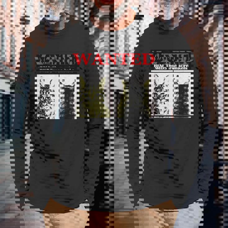 猫 ロック Rock Wanted キジトラ レトロ おしゃれ 個性的 可愛い 面白い 長袖Tシャツ 高齢者への贈り物