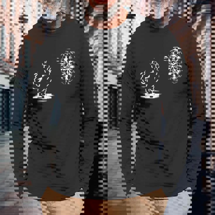 猫 遊び ダーツ 面白い 猫好き 子猫 ダーツプレーヤー 長袖Tシャツ 高齢者への贈り物