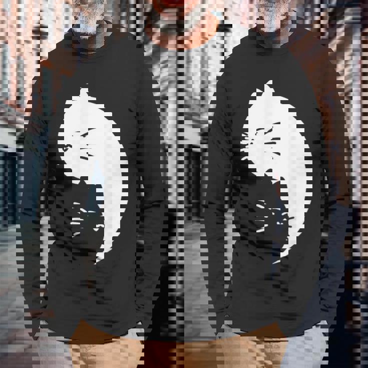 猫 陰陽 反対 調和 エネルギー 子猫 長袖Tシャツ 高齢者への贈り物