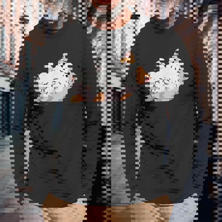 猫のへそ天 Cat Belly Trap 長袖Tシャツ 高齢者への贈り物