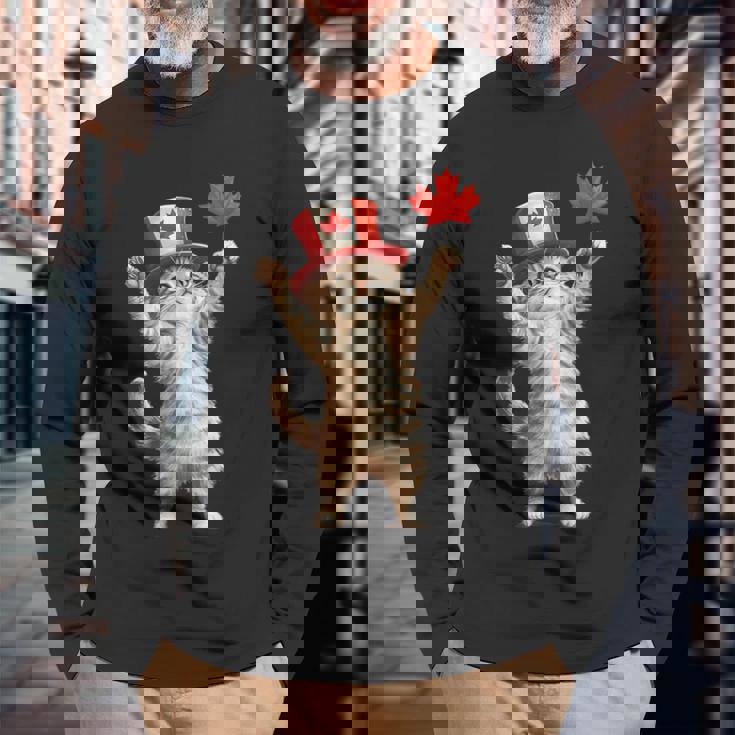猫カナダ 長袖Tシャツ 高齢者への贈り物