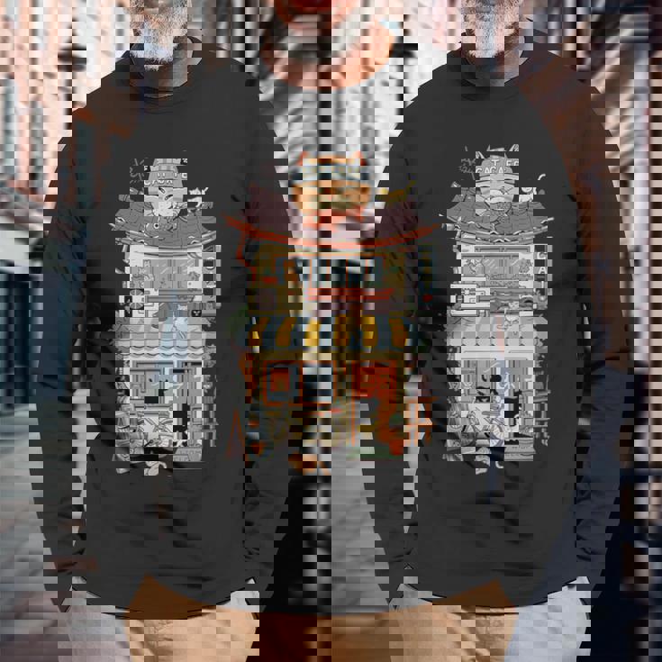 猫カフェ 長袖Tシャツ 高齢者への贈り物