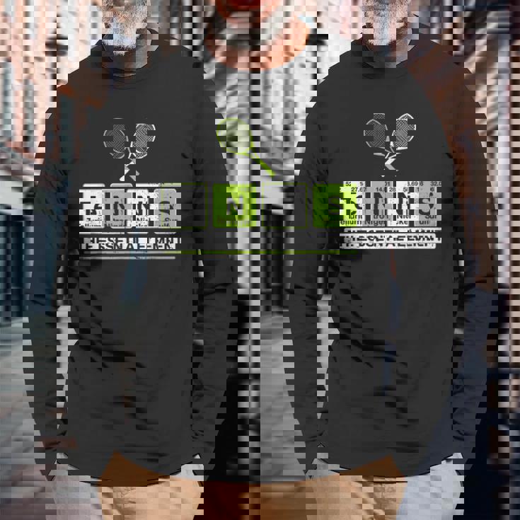 理科 先生 化学 教授 テニス 選手 スポーツ 長袖Tシャツ 高齢者への贈り物