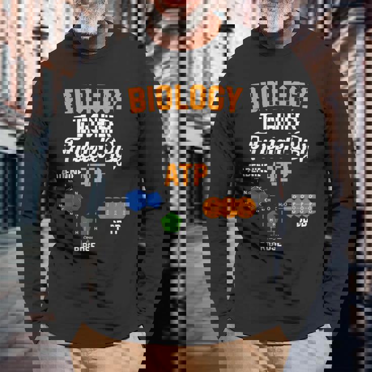 生物学教師 Fueled By Atp 面白い教師 生物学者ギフト 長袖Tシャツ 高齢者への贈り物