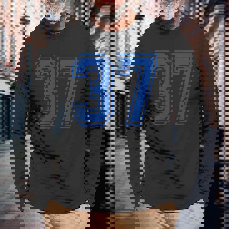 番号37インチ ブルー 長袖Tシャツ 高齢者への贈り物