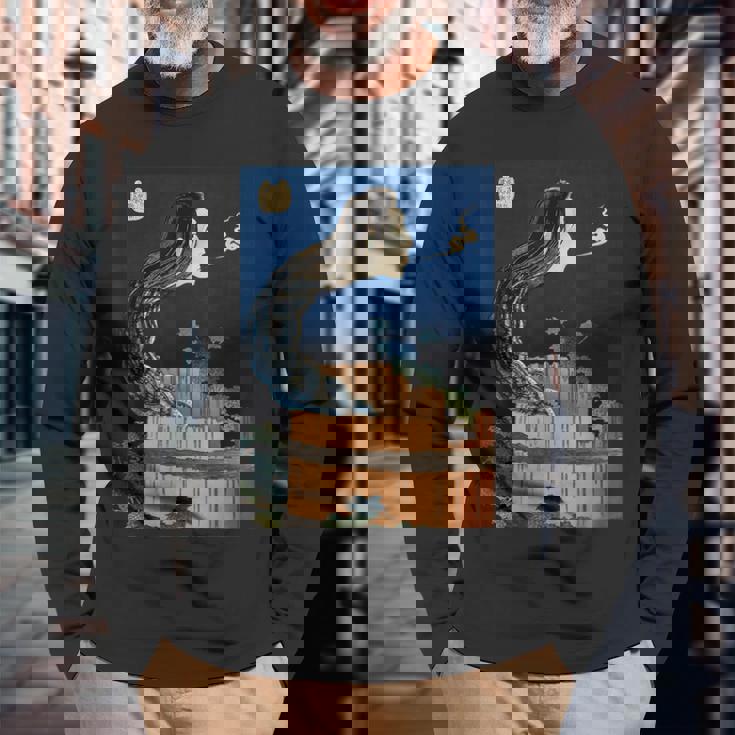 番町皿屋敷 百物語 怪談 葛飾 北斎 お皿のマンション お菊 日本美術 ハロウィン 長袖Tシャツ 高齢者への贈り物