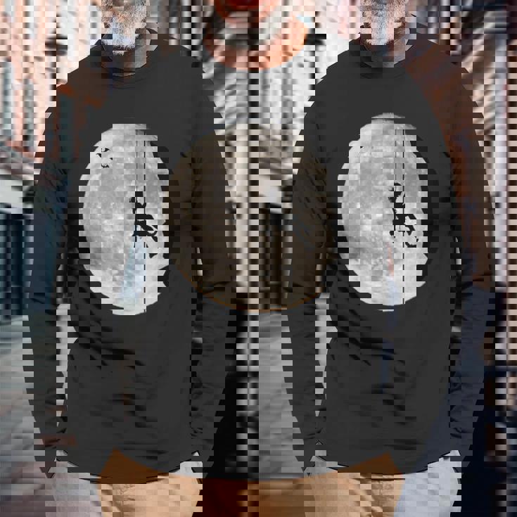 登山、フリークライミング、登山、ボルダリング、月 長袖Tシャツ 高齢者への贈り物