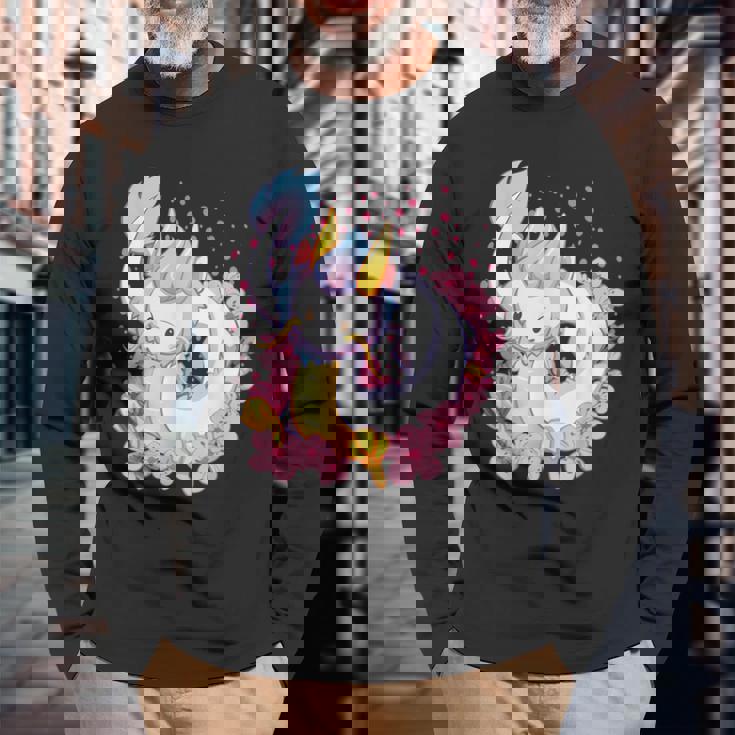 白 アニメ ドラゴン 美的 カワイイ 長袖Tシャツ 高齢者への贈り物