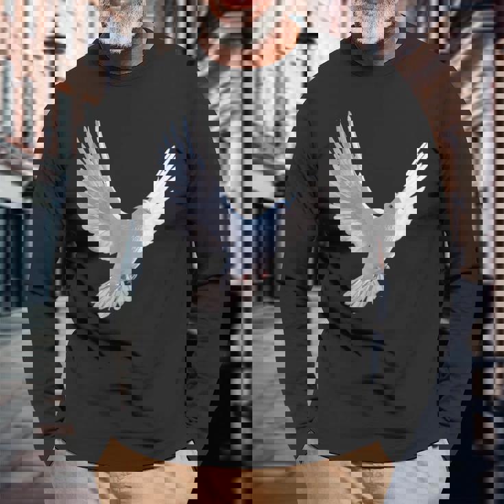 白いハト 白いキジバト 甘いハト 長袖Tシャツ 高齢者への贈り物