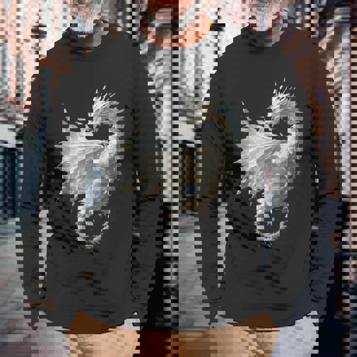 白龍 グラフィック 神話イラスト 白龍 長袖Tシャツ 高齢者への贈り物