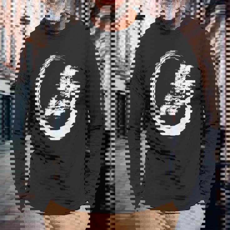 盆栽 木 和 デザイン 盆栽 ミニマリスト 木 恋人 長袖Tシャツ 高齢者への贈り物