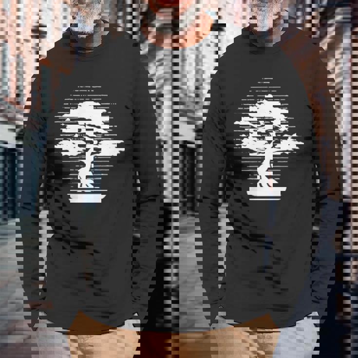 盆栽ロゴエンブレム 盆栽ポット ペンジン 屋内盆栽盆栽 長袖Tシャツ 高齢者への贈り物