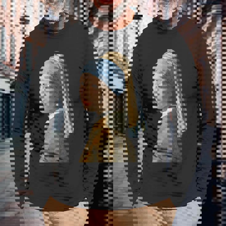 真珠の耳飾りの少女／フェルメール（切り抜き）【世界の名画】Johannesermeer 青いターバン 美術館アート 長袖Tシャツ 高齢者への贈り物