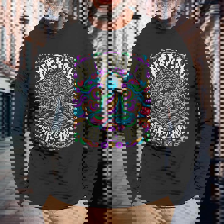 瞑想 Nirvanatate Of Mind ファニーグラフィックtシャツ 長袖Tシャツ 高齢者への贈り物