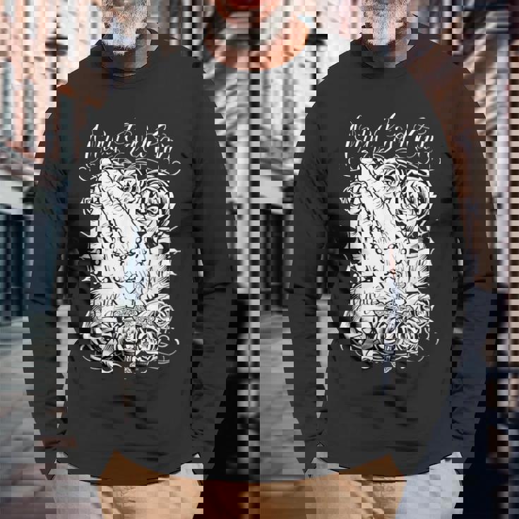 神だけが私を裁くことができるローライダーアートチカーノカルチャー 長袖Tシャツ 高齢者への贈り物