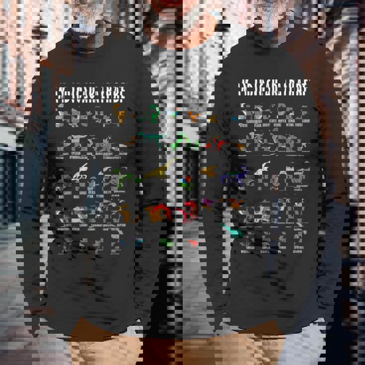 私の恐竜アルファベット爬虫類恐竜化石職業趣味 長袖Tシャツ 高齢者への贈り物