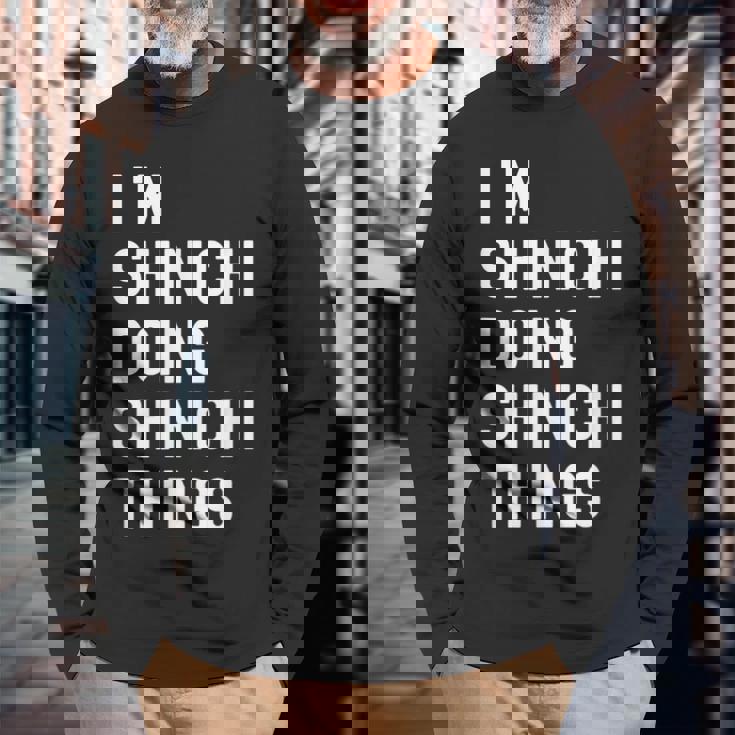 私はhinichiです。Shinichi が行うことを行う。 長袖Tシャツ 高齢者への贈り物