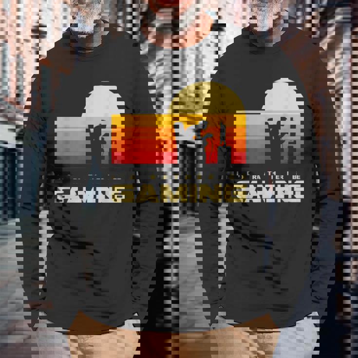 私はむしろゲームをしたい 長袖Tシャツ 高齢者への贈り物