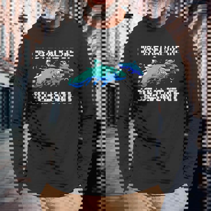 私はシーラカンスが本当に好きです 長袖Tシャツ 高齢者への贈り物