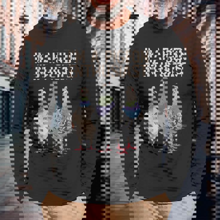 私はハト愛好家ですハト好き 長袖Tシャツ 高齢者への贈り物