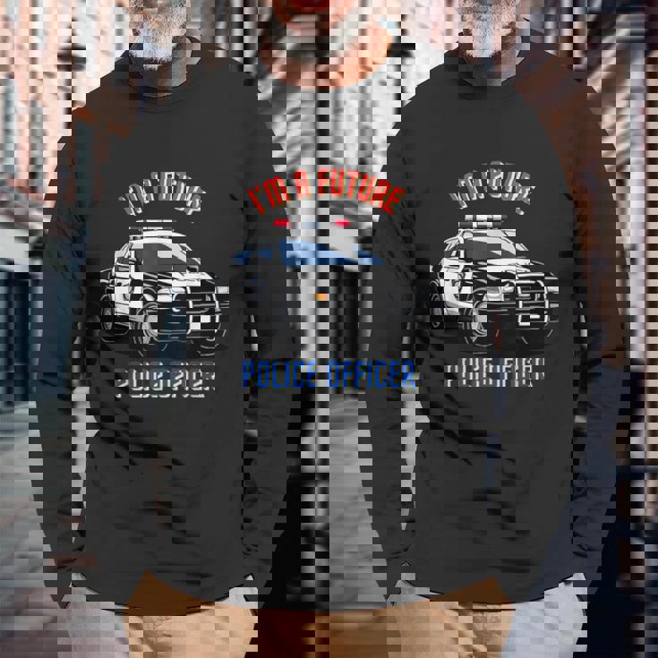 私は未来の警察官キッド・ポリス・ヤング・パトカー 長袖Tシャツ 高齢者への贈り物