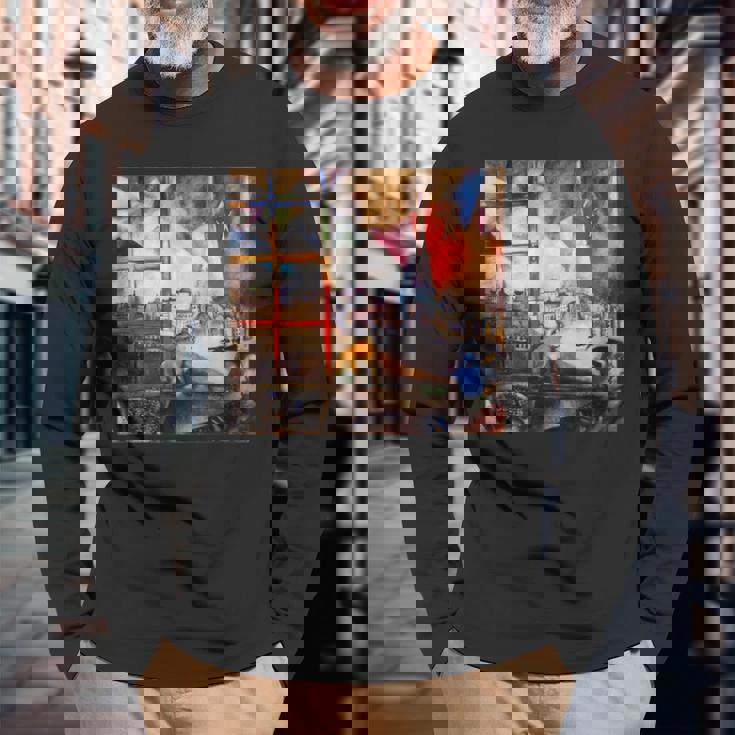 窓を通るパリ マルク・シャガール 長袖Tシャツ 高齢者への贈り物