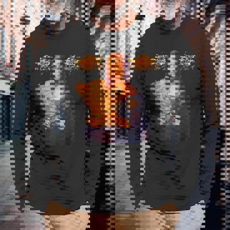 競馬 馬tシャツ モナリザ おもしろ ウマ レース 馬 乗馬 競馬 面白いtシャツ メンズ グッズ ネタ 大人 男性 長袖Tシャツ 高齢者への贈り物