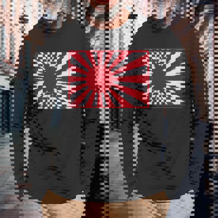 第二次世界大戦 戦争旗 日本国旗 チェスト レトロ ヴィンテージ ワッペン バッジ 長袖Tシャツ 高齢者への贈り物