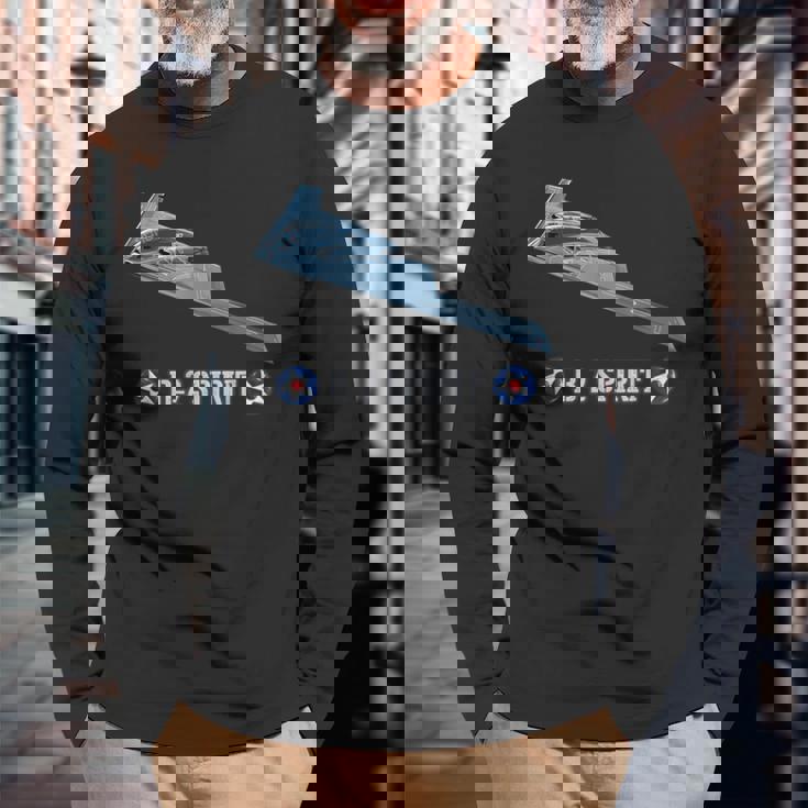 米軍機ステルス爆撃機b2スピリット 長袖Tシャツ 高齢者への贈り物