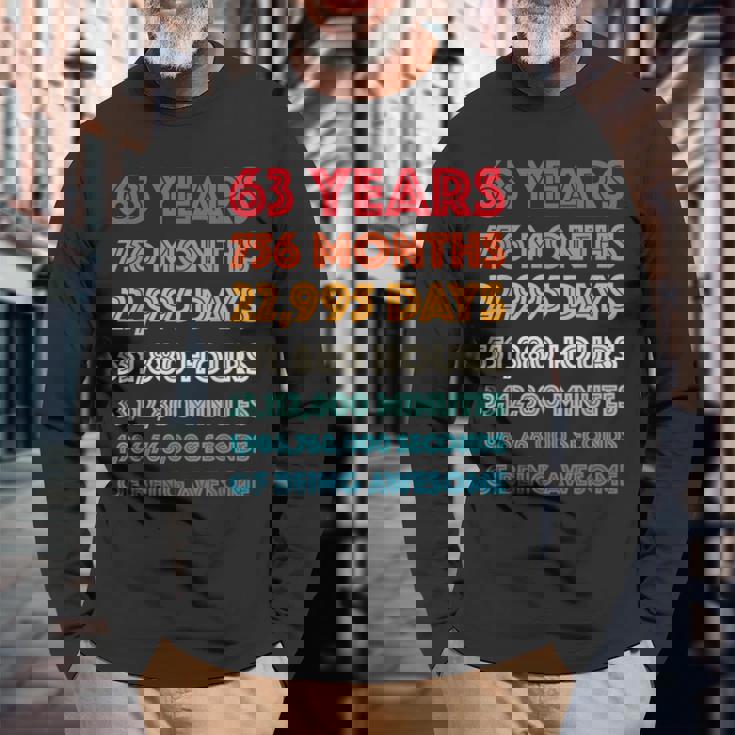 素晴らしい63歳の誕生日プレゼント 面白い レトロ 63歳の誕生日 長袖Tシャツ 高齢者への贈り物