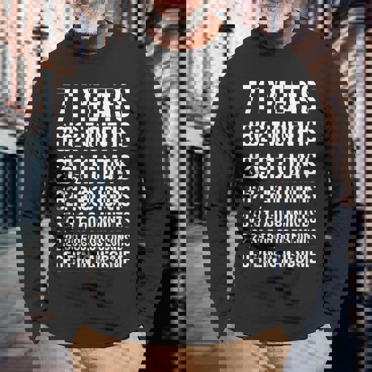 素晴らしい71歳の誕生日ギフト 面白い71歳の誕生日 長袖Tシャツ 高齢者への贈り物