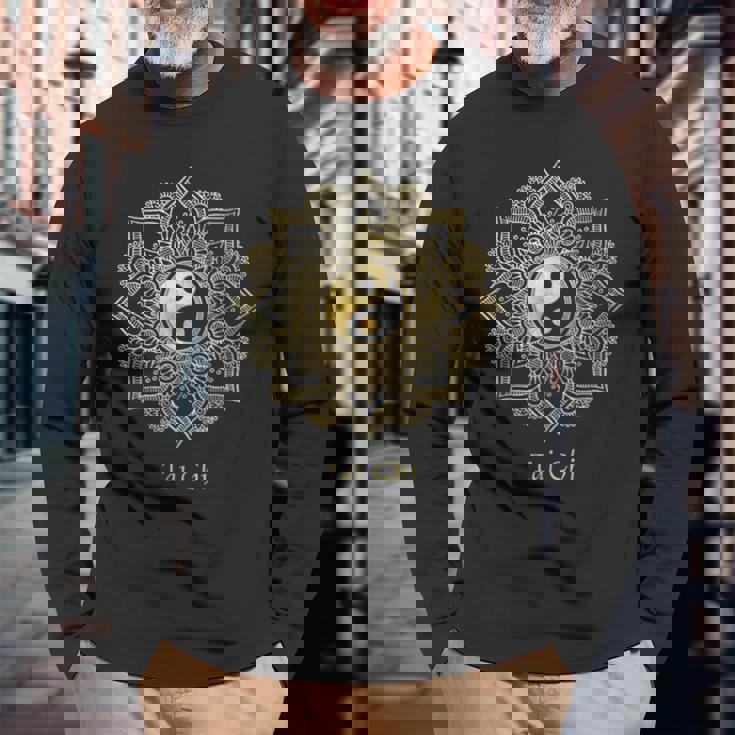 美しい太極拳、陰陽曼荼羅 長袖Tシャツ 高齢者への贈り物