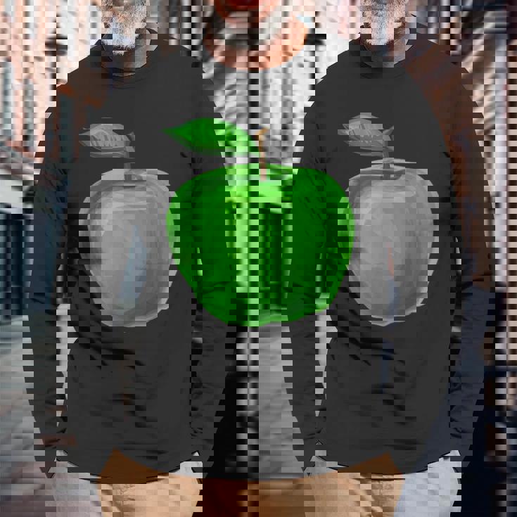 美しい青りんごを彩った果物や果物のりんご。 長袖Tシャツ 高齢者への贈り物