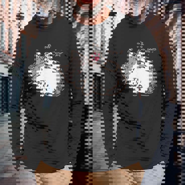 肉球を見せる猫ちゃん キジ白猫 猫好き 動物 かわいい おもしろ ネタ 長袖Tシャツ 高齢者への贈り物