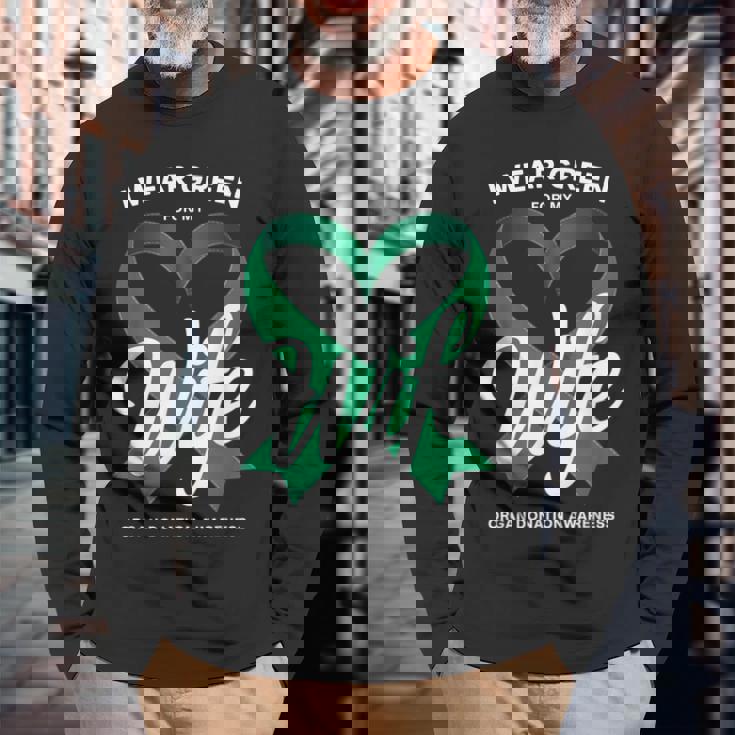 臓器提供者 グリーンリボン 臓器提供啓発 長袖Tシャツ 高齢者への贈り物