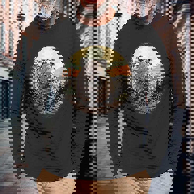 自然の中のウォンバット、ウォンバット 長袖Tシャツ 高齢者への贈り物