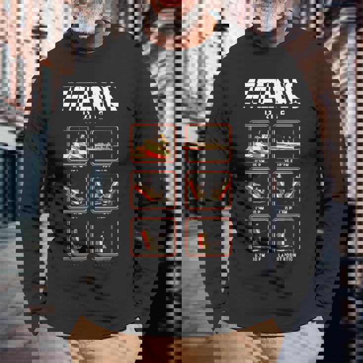 船1912クルーズのタイタニック号沈没段階 長袖Tシャツ 高齢者への贈り物