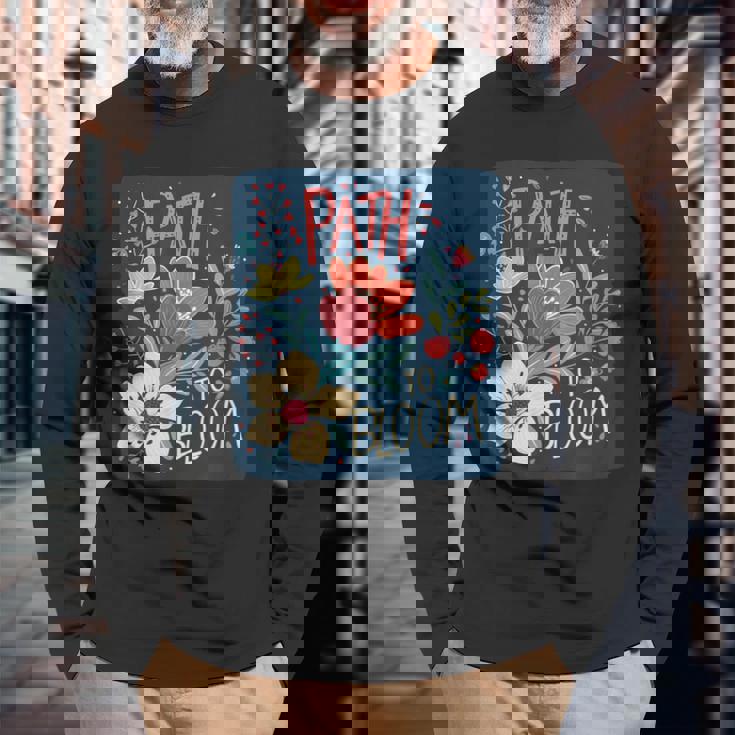 花を咲かせる春好きのための面白い小道コスチューム。 長袖Tシャツ 高齢者への贈り物