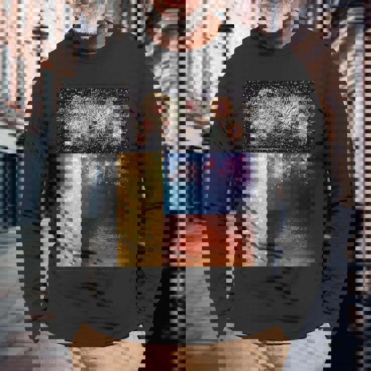 花火 面白いtシャツ 夏 花火大会 メンズ おもしろ グッズ 面白い 服 オリジナル ネタ お盆 長袖Tシャツ 高齢者への贈り物