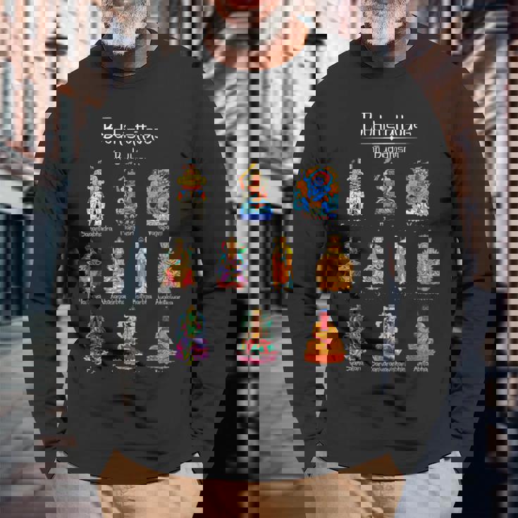 菩薩 仏教の神々 長袖Tシャツ 高齢者への贈り物