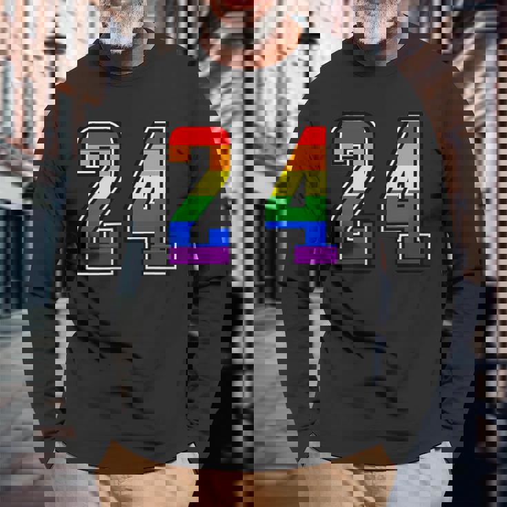 虹 24チーム短期大学スポーツレインボーカラー番号制ユニフォーム 長袖Tシャツ 高齢者への贈り物