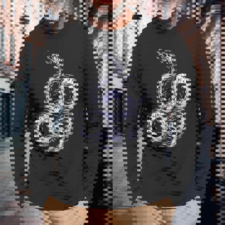 蛇蛇スリザリングブラックワーク 長袖Tシャツ 高齢者への贈り物