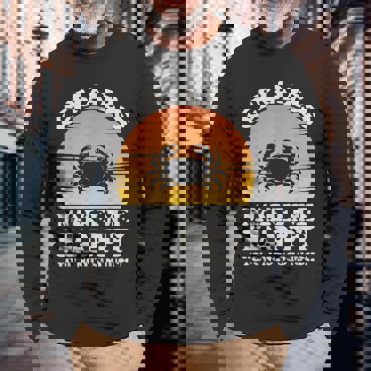 蟹は私を幸せにする カニ服 カニ 長袖Tシャツ 高齢者への贈り物