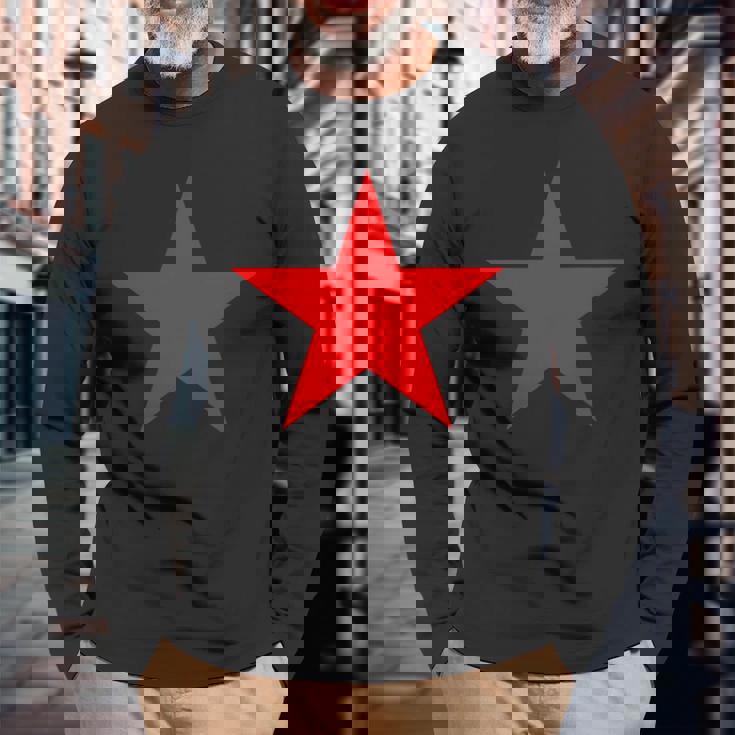 複数のカラーにレッドスター。 長袖Tシャツ 高齢者への贈り物