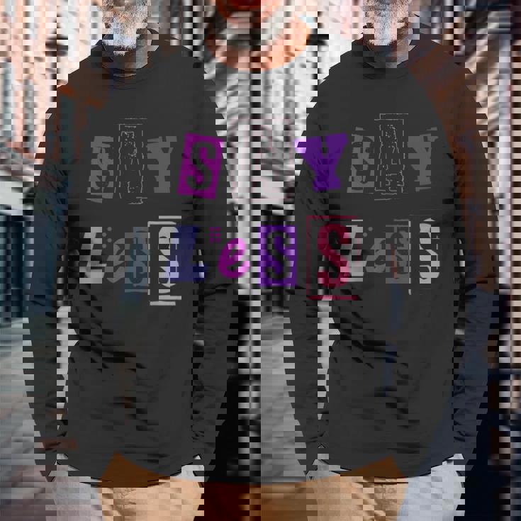 言うことを少なく見積もり-言う量を減らす 長袖Tシャツ 高齢者への贈り物