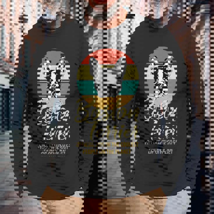 誇り高きボストンテリア オーナーシャツ、ボストンテリア 子犬 長袖Tシャツ 高齢者への贈り物