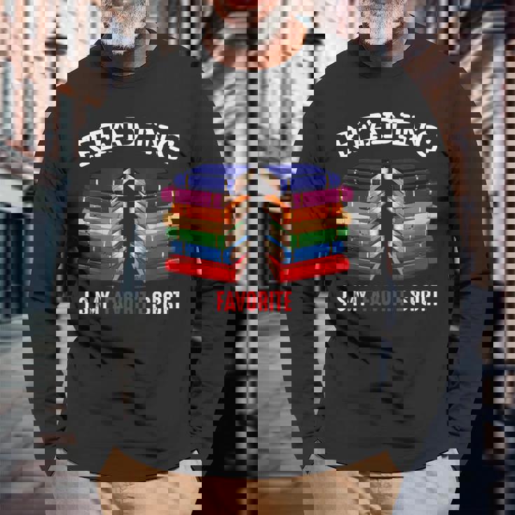 読書は私の好きなスポーツです 本好き 趣味 文学 長袖Tシャツ 高齢者への贈り物