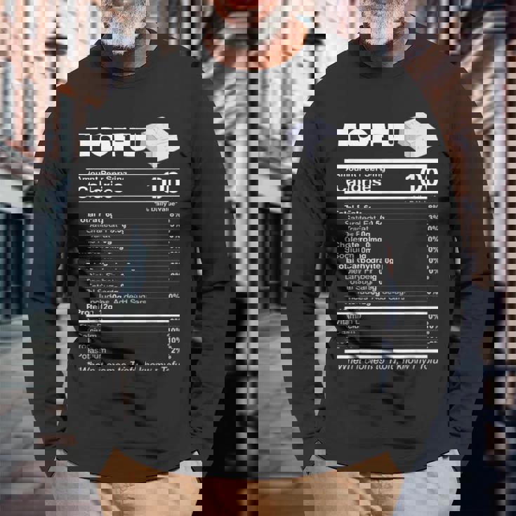 豆腐栄養成分 おもしろ食品 ビーガン ベジタリアンプロテイン 長袖Tシャツ 高齢者への贈り物