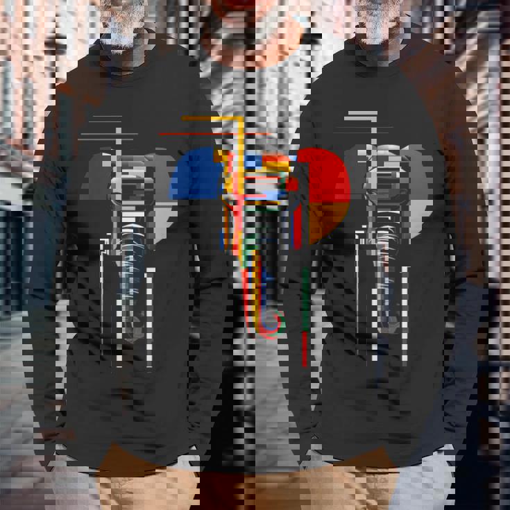 象 抽象 動物 アート 幾何学模様 グラフィック 象 長袖Tシャツ 高齢者への贈り物
