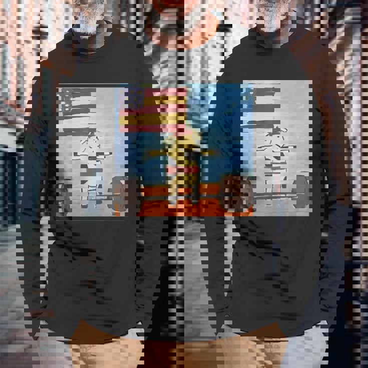 赤身ビーフ パティ赤身ビーフティー デッドリフティングビーフ 長袖Tシャツ 高齢者への贈り物